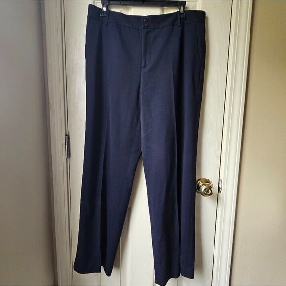 Ralph Lauren Trouser Pant Womens 10 Petite Navy Wool Old Money Business Classic - Picture 1 of 13